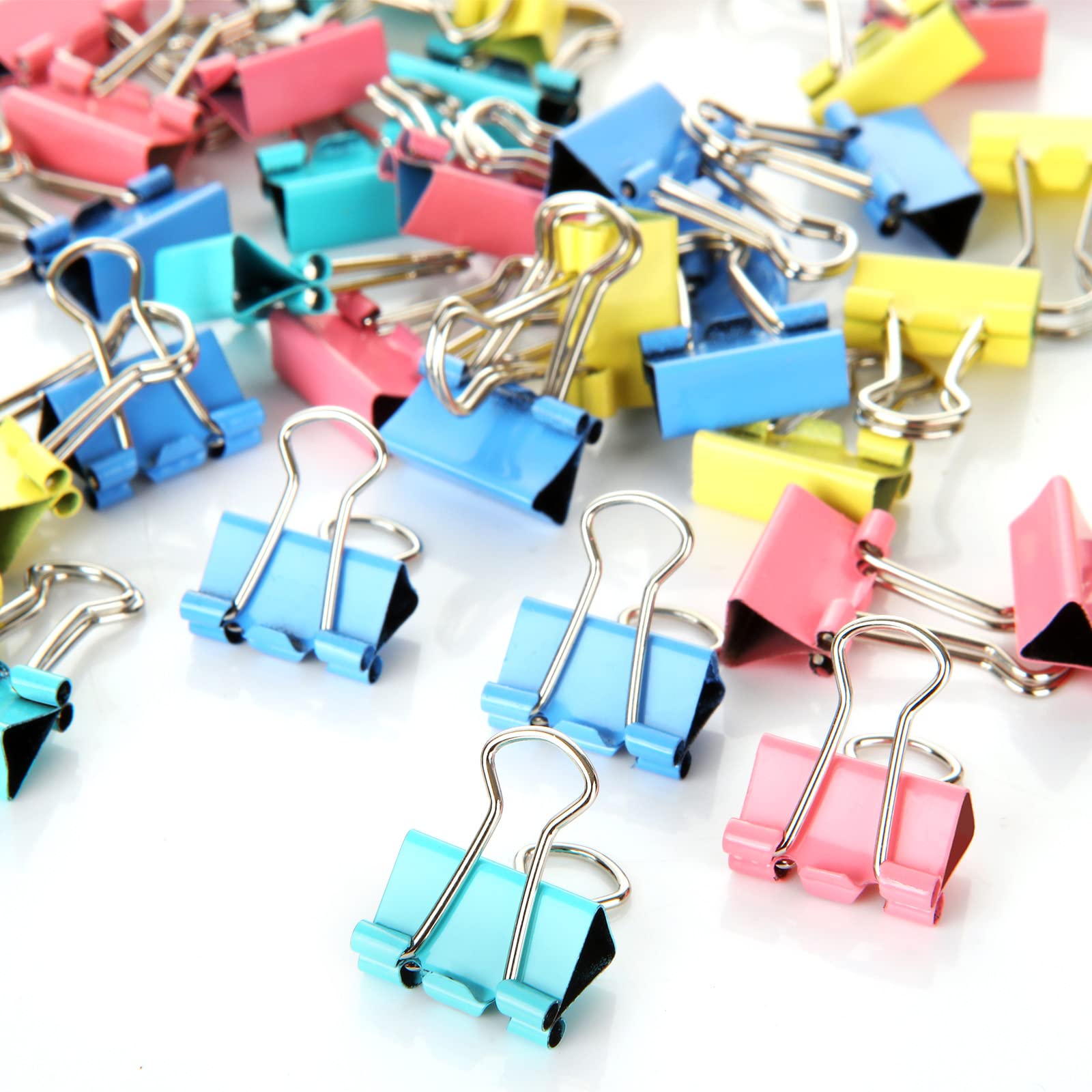 GOYADA 360 PCS Small Bulldog Clips, 15mm Metal Binder Clips, Coloured Paper Clips with Box, Mini Foldback Clips Clamp for Office Kitchen School (4 Colours)