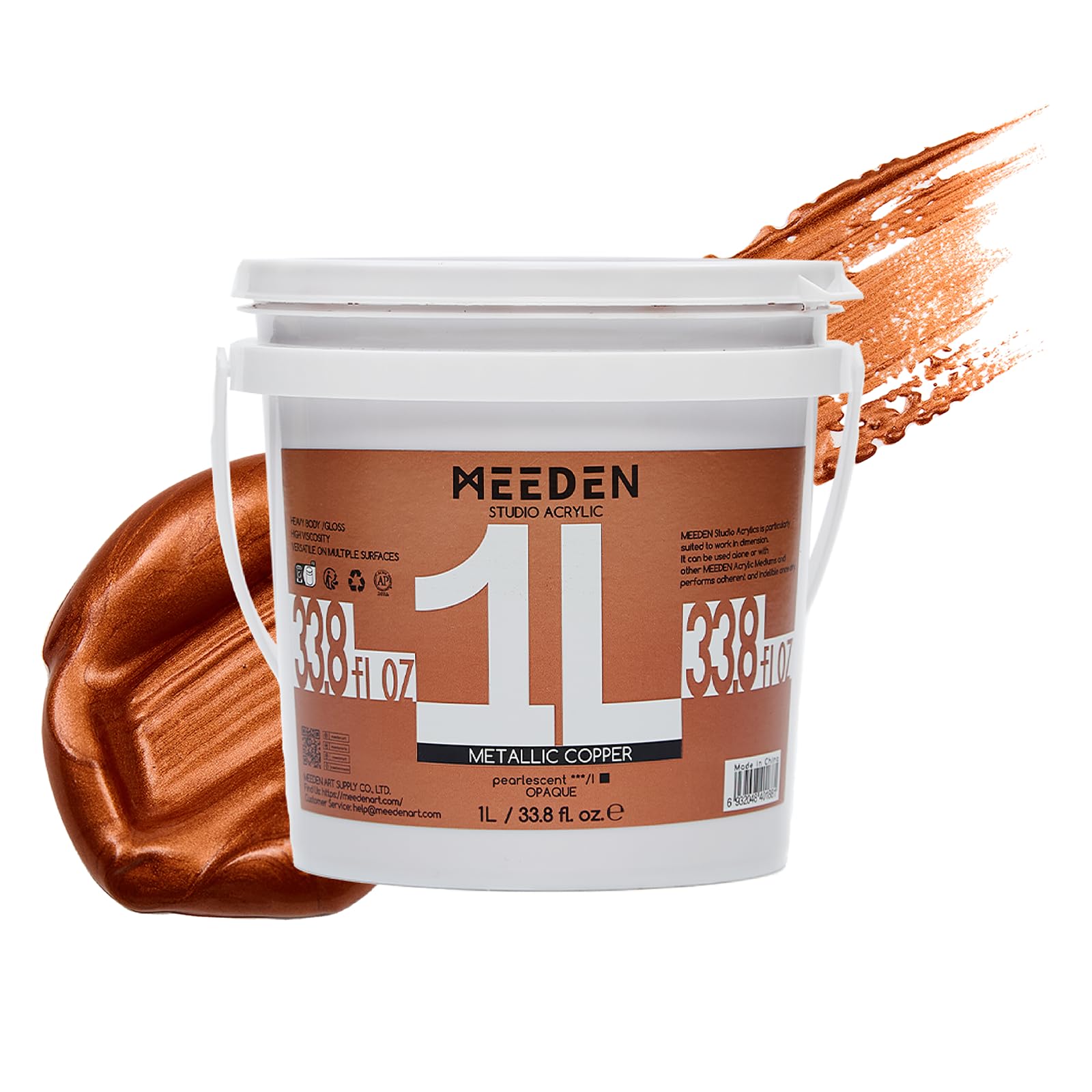 Photo 1 of MEEDEN Metallic Copper Acrylic Paint: 1L /33.8oz Gloss Finish Paint for Adluts Artists Hobbists Painting on Craft Metal Projects Home Décor Furniture Easter Eggs