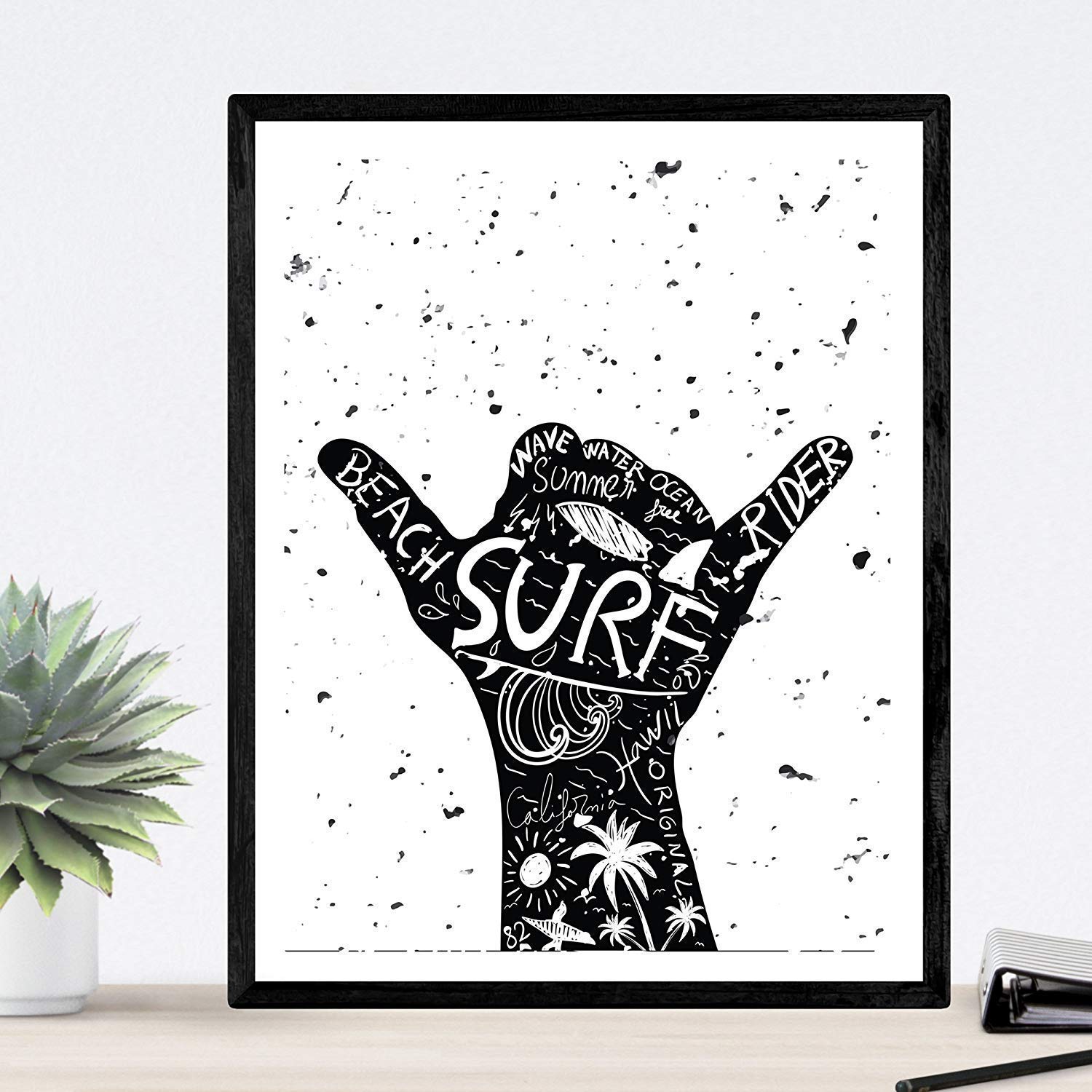 Nacnic Print for framing Lets Surf Poster with surfera Image. Black and white film. Paper printed on 250 grams Resistant inks. A3 size — image 1