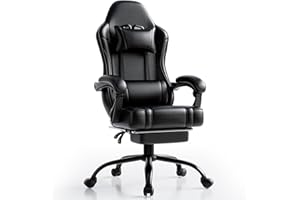Ergonomic Gaming Chair with Footrest, PU Leather Video Game Chairs for Adults, Executive Office Gamer Chair, Comfortable Comp