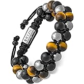 RTZN® Triple Protection Bracelet for Men – Premium Artisan Handcrafted Authentic Tiger Eye, Black Obsidian & Hematite Bracelet for Men – 8mm Protection Stones Mens Bead Bracelets