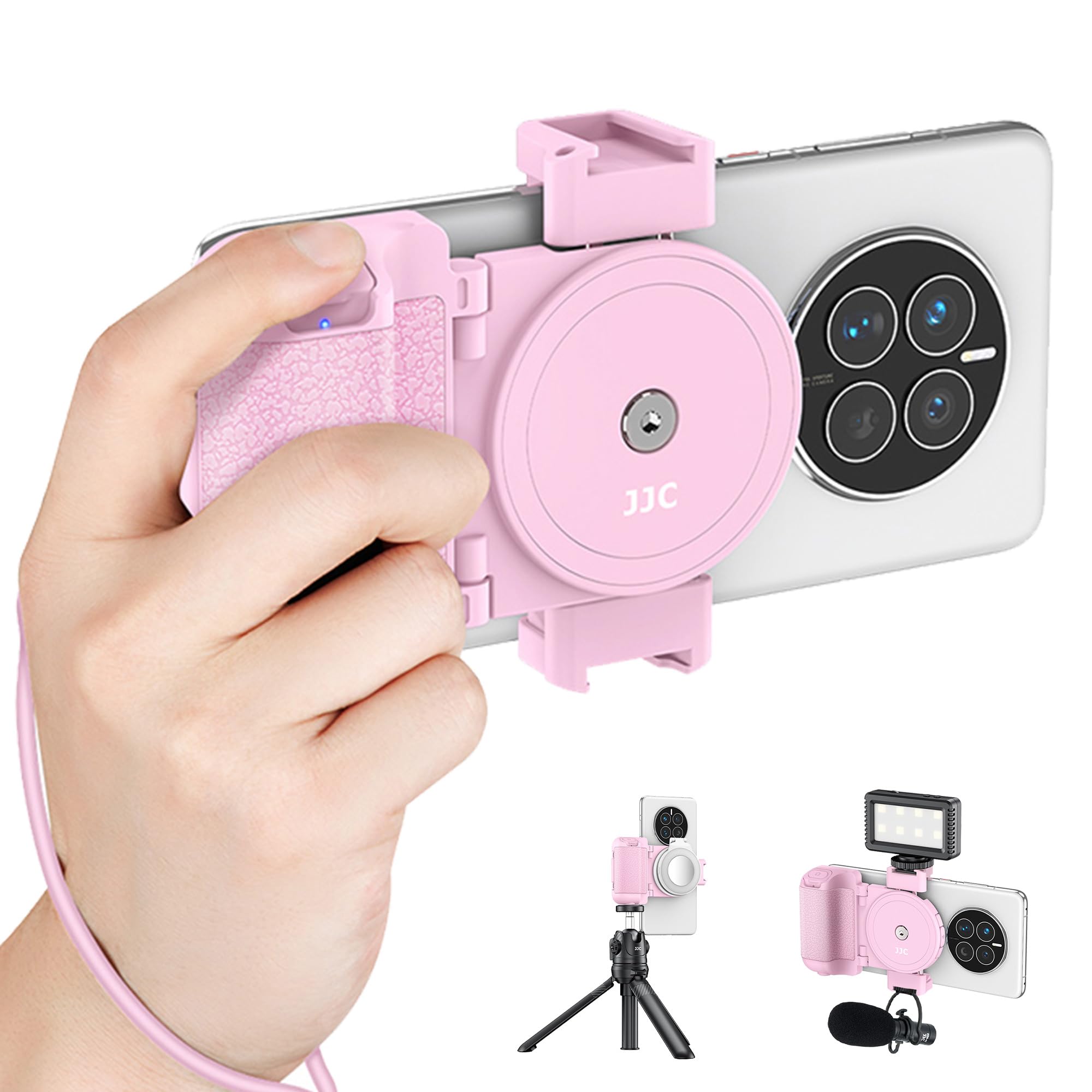 Pink Smartphone Hand Grip Holder Stabilizer for Selfie Vlog Video Recording Compatible with iPhone 14 13 12 11 XS X XR 8+ 8 7+ 7 6S+ 6S Galaxy Mate MI PIXEL Mobile