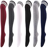 Qahdeikd Thigh High Socks Knee High Stockings for Women Girls Long Socks Leg Warmers Cosplay