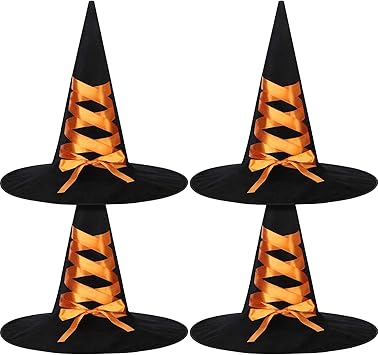 4 Stucke Halloween Hexenhute Frauen Hexenhut Kostum Zubehor Fur Halloween Party Favor Orange Amazon De Spielzeug