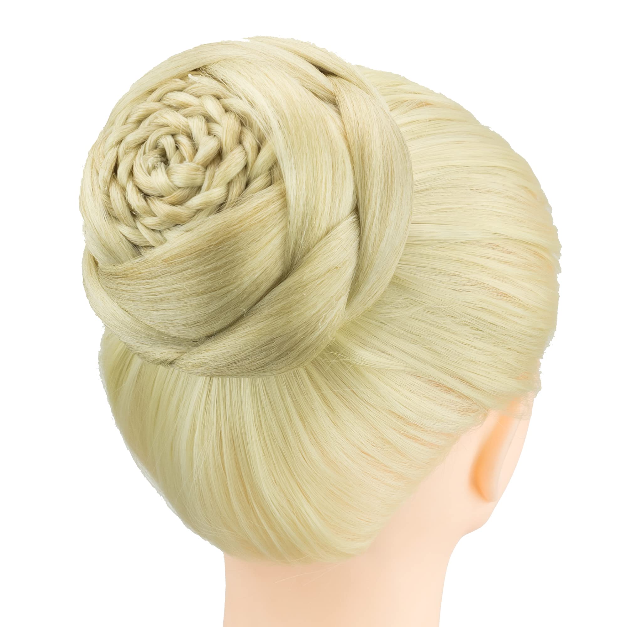 IMISSU Dancer Braided Chignon Hair Cover Donut Hairpieces Scrunchie Hair Bun Wig Updo on Wedding Party (M4 Dirty Blonde)