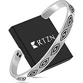 RTZN Cuff Bracelet for Men Premium Stainless Steel Mens Bangle Bracelets Silver Cuff Bracelet Waterproof & Non-Tarnish Minimal Western Bracelet