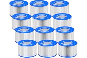 Henmfely Type VI Hot Tub Filter Spa Filters Cartridge Compatible with Bestway, Lay-Z-Spa, Coleman SaluSpa 90352E 58323, Inflatable Hot Tub, Swimming Pool Pump Filters Replacement, 12 Pack