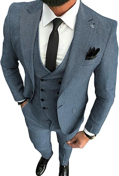 MODFUL Herren Anzug 3-teilig Slim Fit - Sakko, Weste & Hose Für Business & Hochzeit