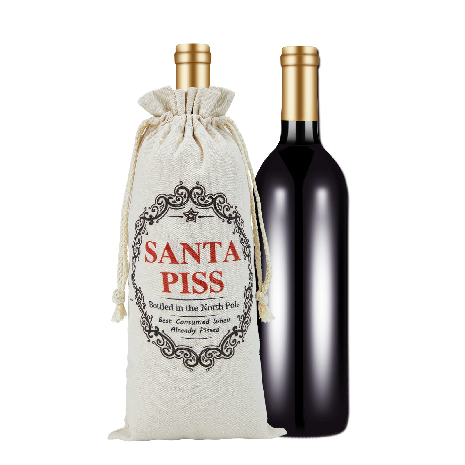 RF&CM Santa P!ss Christmas Funny Novelty Wine Bottle Bags Joke Humour Secret Santa