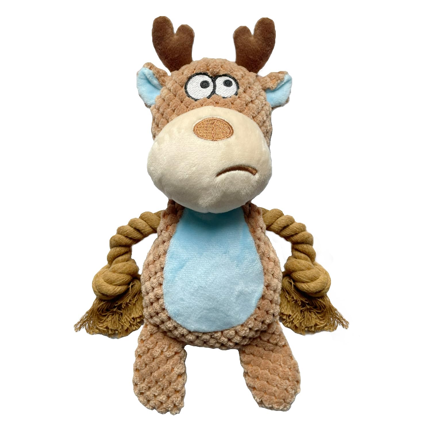 YUREMEEY Soft Plush Interactive Squeaky Toy - Fun Chew and Teething Elk for Small Medium Dogs Playing and Training