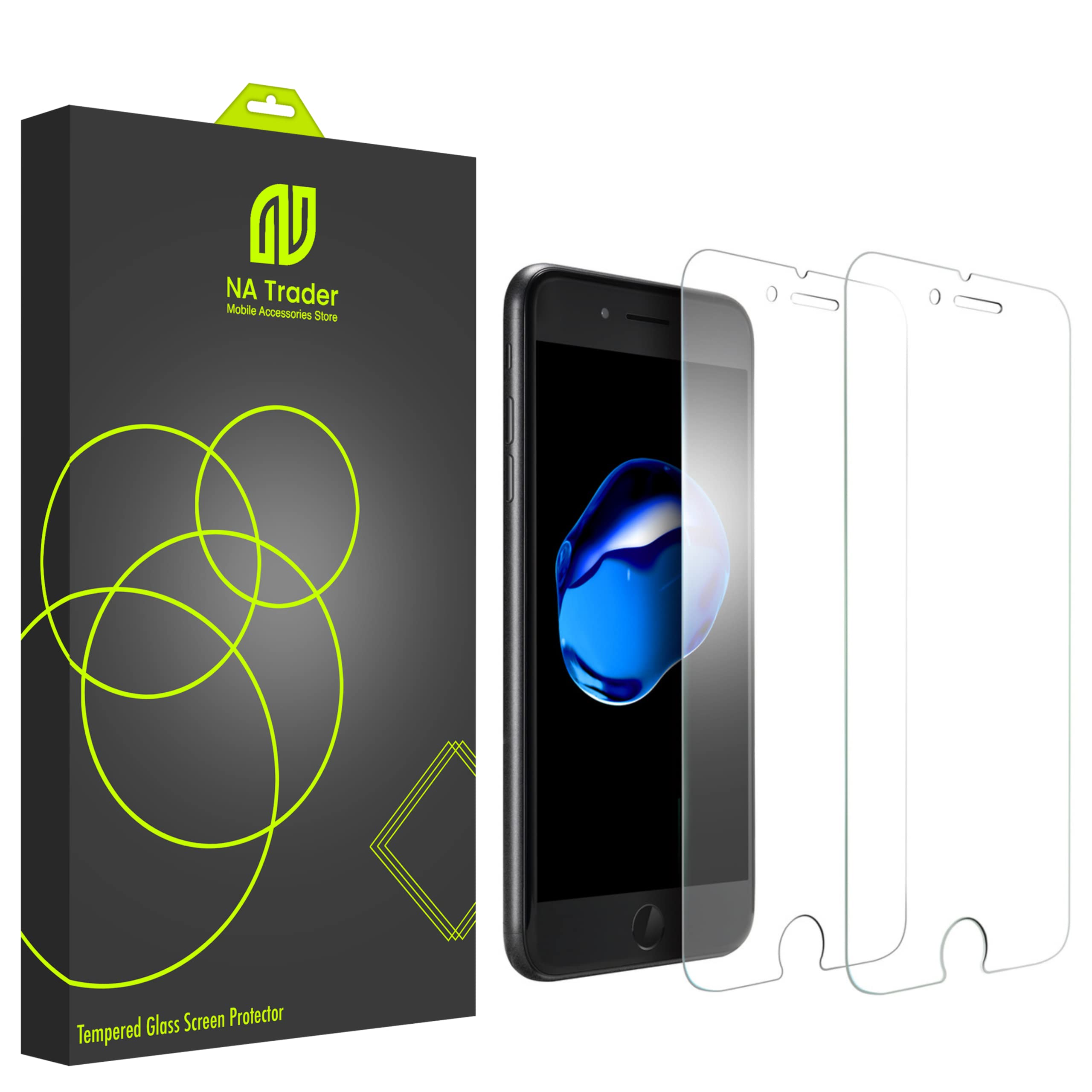 NA TRADER Screen Protector for iPhone 8 and iPhone 7, 4.7-Inch, Case Friendly, Premium Tempered Glass Film Life time Warranty, Scratch-Resistant, Anti-Shatter, Screen Protector [2-Pack]