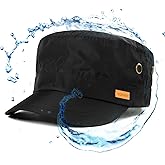 TOP-EX Men's Waterproof Army Hat - Black, Medium-Large Size for Summer, UPF Protection, Cadet Cap for Big, Extra Large Heads