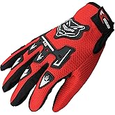 MRS Gloves Teens Youth ATV Quad Off-Road Gloves Dirt Pit Bike Gloves Go Kart Motorcycle Scooter Power Sports Racing Gloves Mini Bike Moped Gloves Riding Cycling Hiking Women Girls Boys Kids (RED)