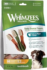 Whimzees Toothbrush M 12 Pieces Dog Dental Stix Medium Breed