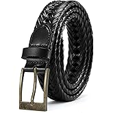 CHAOREN Leather Braided Belts for Men - 1 1/8" Mens Casual Woven Leather Belt for Dress Pant