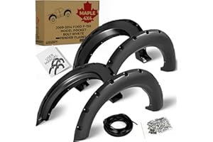 MAPLE4X4 Compatible with 2009-2014 Ford F-150 Model Pocket Bolt-Riveted Fender Flares – Smooth Black, Set of 4