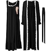 Shangood 2 Pcs Lace Maternity Nursing Nightgown and Robe Set for Women Nursing Pajamas Gown Breastfeeding Pjs for Hospital