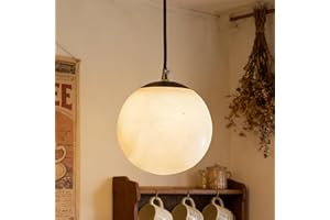 Natural Alabaster Pendant Lights Kitchen Island, D-5.9in White Pendant Light Fixture, Light Pendant Marble Globe Shade White 