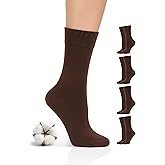Hugh Ugoli Women's Cotton Crew Socks, Soft, Regular Fit, Plain Color Casual Socks for Trouser, Shoe Size 6 to 12, 4-8 Pairs