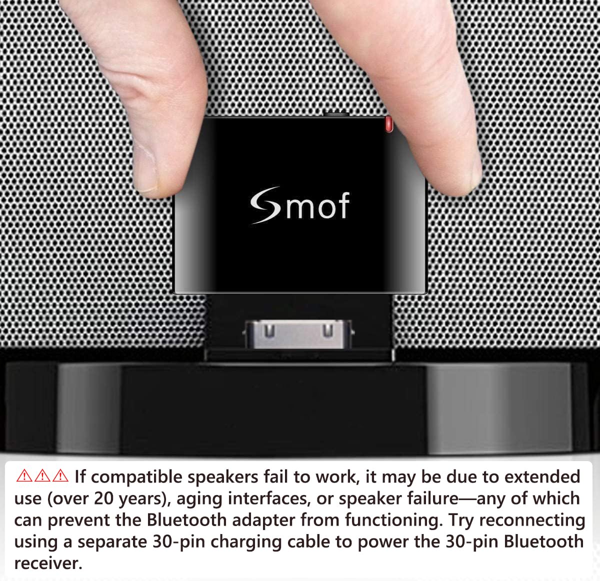 Smof 30 Pin Bluetooth Adapter Receiver for Bose Sounddock iPod iPhone Music Docking Station and Other 30 Pin Dock Speakers Bluetooth Audio Receiver with 3.5 mm Audio Cable (Not for Car or Motorcycle)