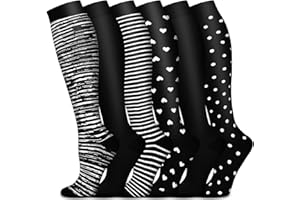 COOLOVER 6 Pack Copper Medical Compression Socks for Women and Men-Best Circulation Support for Running, Hiking, Nursing, Travel