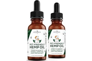Natural Hemp Oil for Dogs and Cats by NEW AGE - Dog Calming Aid - Supports Hip and Joint Health, Mobility, Immunity - Pet Hemp Oil Rich in Omega 3, 6, 9 – 2 Pack