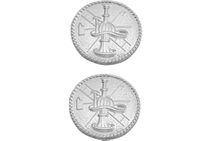 Smith & Warren Firefighter Scramble Vertical Horn On Round Disc with Rope Border Collar Brass Rank Insignia Silver Finish Fire Uniform Pin