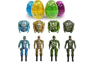 PRAABDC 4 Pcs Jumbo Deformation Soldier Toy Easter Eggs, with Toys Inside Easter Gifts Easter Basket Stuffers Fillers for Kids Boys Girls