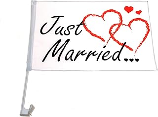 10 x Autoflagge Autofahne Just Married Auto Flagge Fahne Hochzeit