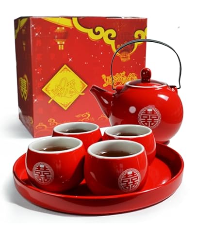 Amazon.com | SJDHAHC Red Chinese Wedding Tea Set - Traditional