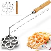 Bunuelos Mold with Handle, 304 Stainless Steel Flowe | Rosette Molde with Long Fork- Rosette Para Bu&ntilde;uelos De Viento Moldes Mexicanos Tools Set