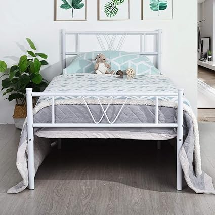 Aingoo Single Bed Frame Solid 3ft Metal Bed With Classical