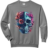 Rock Music Style Florish With Skull Comfort Colors Adult Sweatshirt
