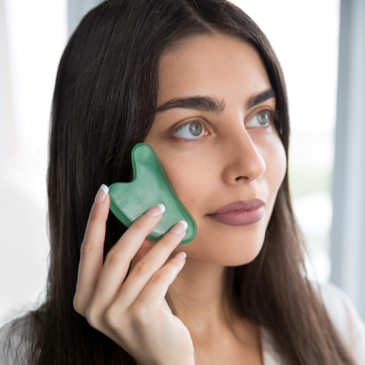 Gua Sha Massage Tool for Facial Massage, Jade Gua Sha Tool Green Aventurine, Authentic Gua Sha Stones for Face Skincare and Lymphatic Drainage Tool: Health & Personal Care