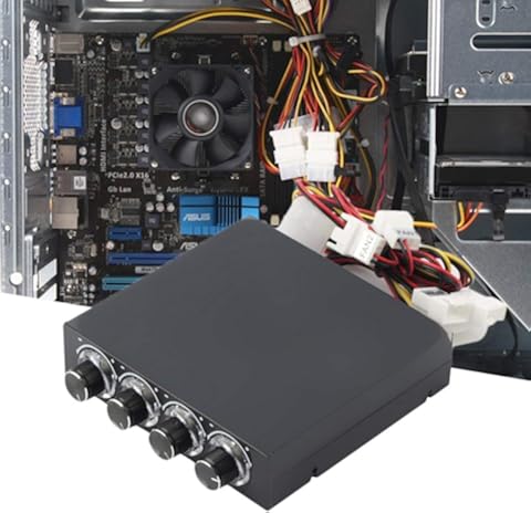 Caja de PC de 3.5 pulgadas PC HDD CPU Controlador de velocidad de ventilador de 4 canales con LED azul Control de ventilador de velocidad Panel frontal de refrigeración