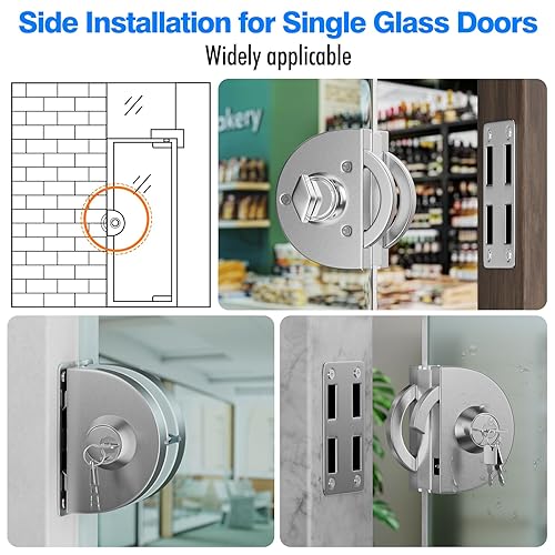 Ranbo No-Drill Glass Door Lock – Double-Sided, 304 Stainless Steel, Fits 10mm-12mm Doors