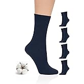 Hugh Ugoli Women's Cotton Crew Socks, Soft, Regular Fit, Plain Color Casual Socks for Trouser, Shoe Size 6 to 12, 4-8 Pairs