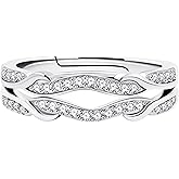 Uloveido Sterling Silver Infinity Bypass Engagement Ring Eternity Double Wedding Band Guard Enhancer for Women Y1522 (Adjustable)