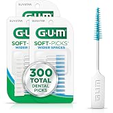 GUM Soft-Picks Wider Spaces Picks, 100 Count (3 Pack) | 25% wider bristles, Tapered design, Fits braces &amp; bridges, Latex &amp; wire free, Plastic carry case included, Disposable picks