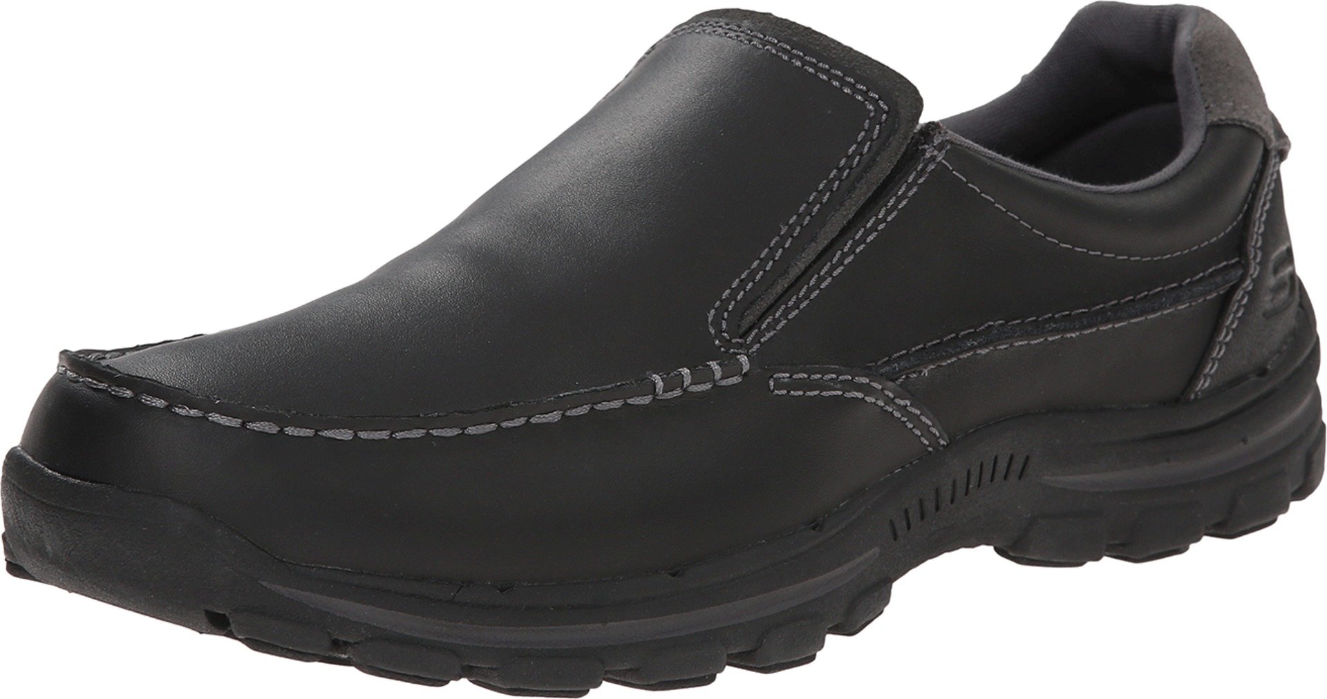 Skechers Men’s Braver-Rayland Slip-On Loafer, Black Leather, 13 M US