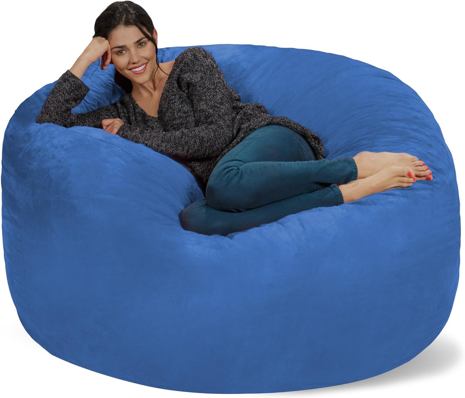 Chill Sack Bean Bag Chair: Giant 5' Memory Foam Furniture Bean Bag - Big Sofa with Soft Micro Fiber Cover - Royal Blue