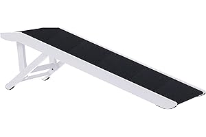 unipaws Dog Ramp for High Beds for Small Dogs and Cats, Folding Pet Ramp 3-Tier Adjustable Height, White