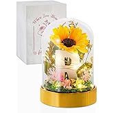 InnoBeta Initial Sunflower Gifts for Women, Sunflowers Artificial Flowers in Glass Dome 4.72 * 7.87, Gifts for Xmas, Valentine Day, Mothers Day, Anniversary - Initial R