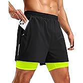 Pudolla Men's 7" Running Shorts with Zipper Pockets Quick Dry 2 in 1 Workout Gym Shorts with Liner for Tennis Yoga Training