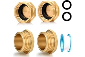 YELUN 3/4"Garden Hose End Caps,Brass Garden Hose Cap Male Brass Pipe Plug Outer Garden Hose Male Threaded End Cap Plug(2 Cap 2 Plug）