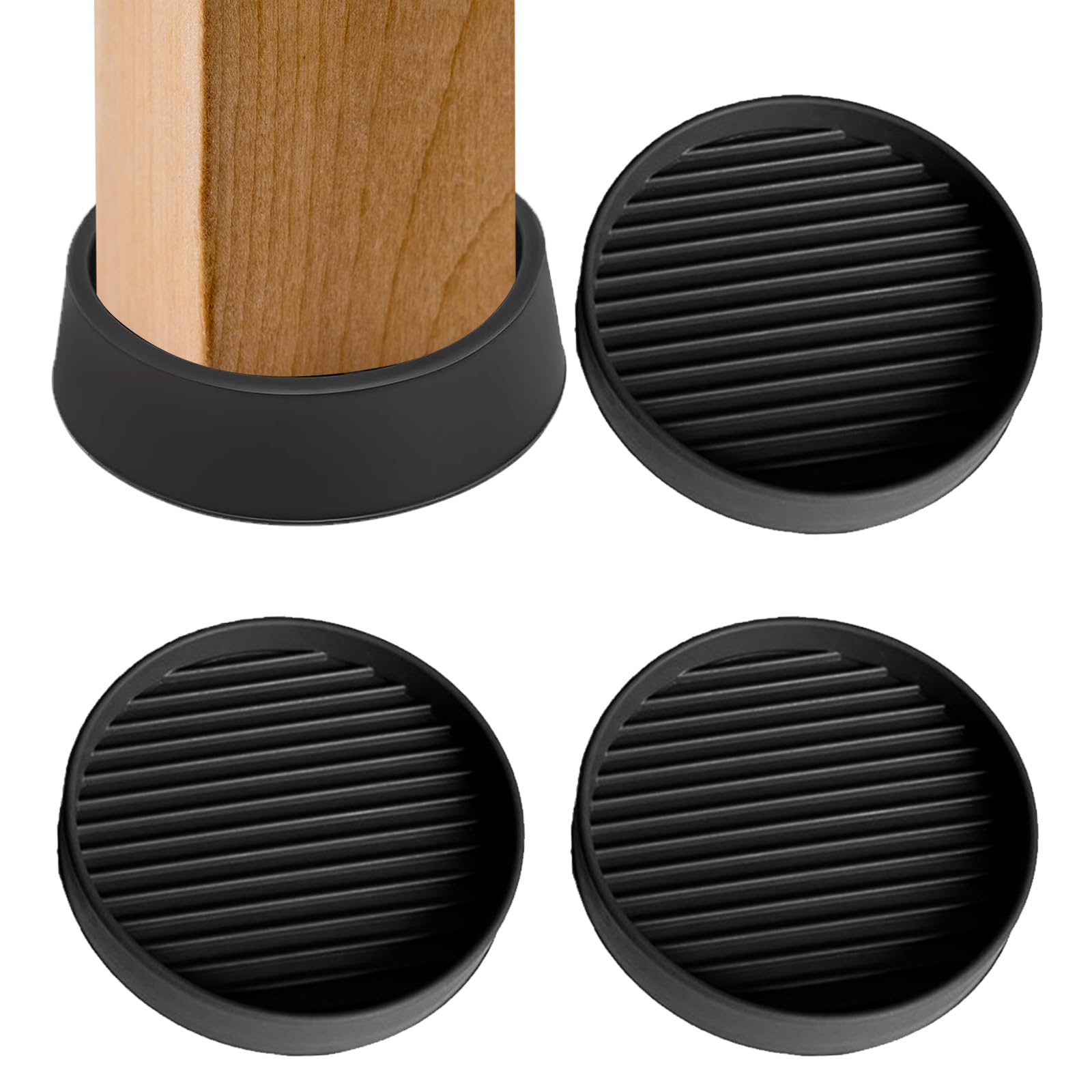 Bdfgh 4Pcs Rubber Castor Cups 2'', Carpet Protector Cups Rubber Feet Non Slip Furniture Pads, Anti-Slip Furniture Coasters Protector Cups Stoppers for Carpet Sofa Feet, Protectors for Wooden Floors