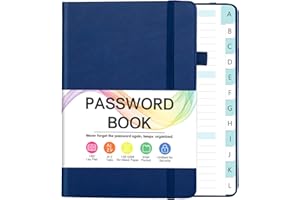 HOMLIVE Password Book, Password Keeper Book with Alphabetical Tabs, Password Books for Seniors, 5.3" X 7.7" Password Notebook for Saving Internet Login, Hardcover Password Organizer for Home, Navy Blue
