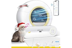 BEST JAJA Self Cleaning Litter Box, 2024 Upgraded Automatic Cat Litter Box with Mat & Multiple Cleaning Tools, 68L+9L Large Capacity Litter Box Robot, Suitable for Multiple Cats, APP Control (Yellow)