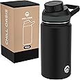 Chill Oasis Water Bottle | Fits Popular Flavor Cartridges | BPA Free, Leak Proof, Double-Walled Vacuum Insulated Stainless Steel, and Dishwasher Safe (Black, 12oz)