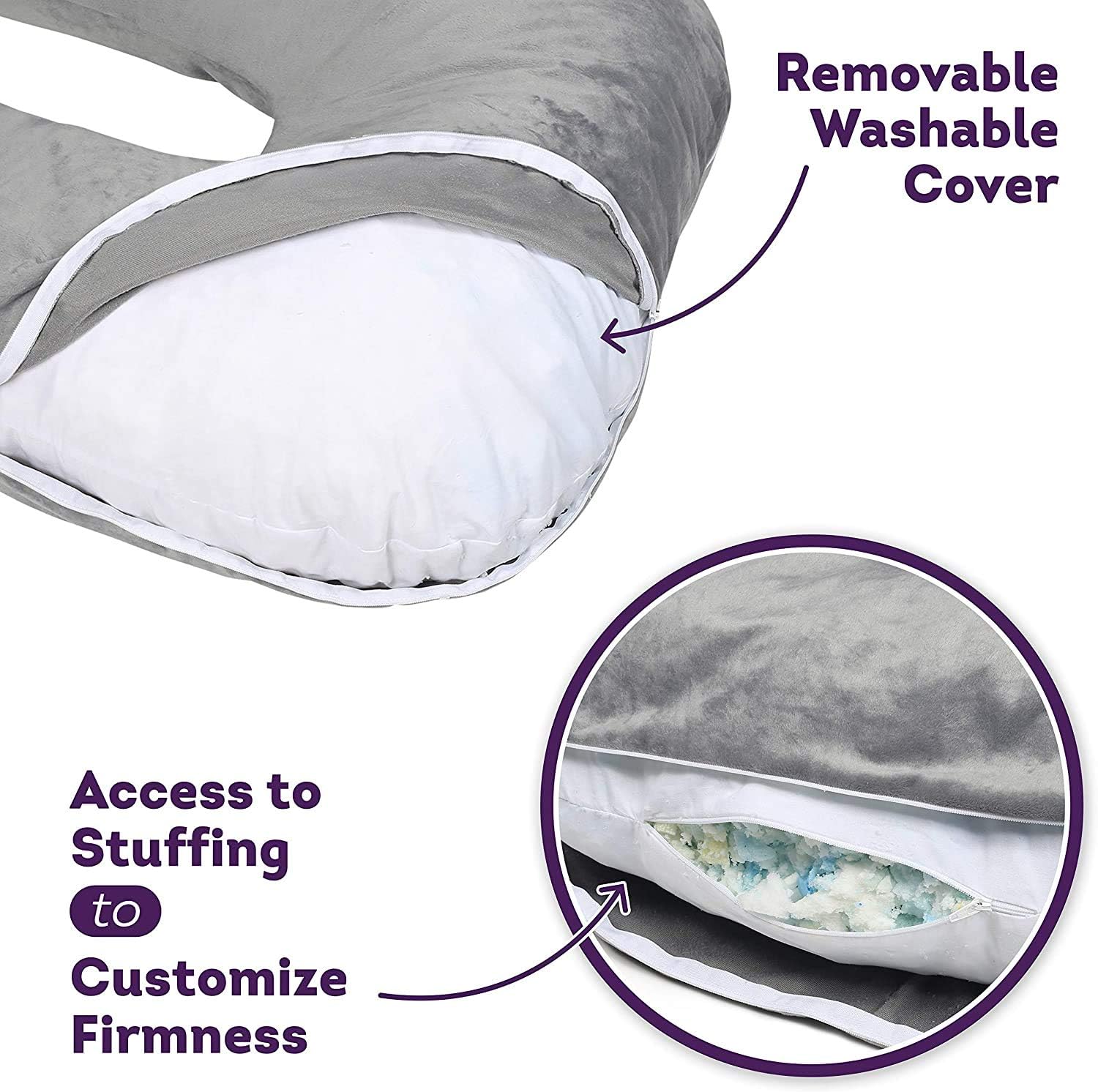 Milliard U Shaped Body Pillow Memory Foam Comfort for Sleeping, Elevating Legs, Supporting Back, Side, Front and Stomach Sleepers with Breathable, Relaxing Support. for Pregnancy and Maternity Use: Kitchen & Dining